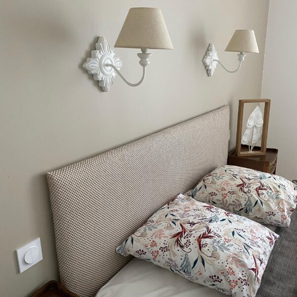 Tête de lit sur-mesure en tissu sur support bois. – Image 11