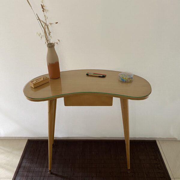Bureau bois scandinave forme « haricot » restauré