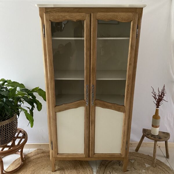 Armoire portes vitrées en bois, relookée – Image 11