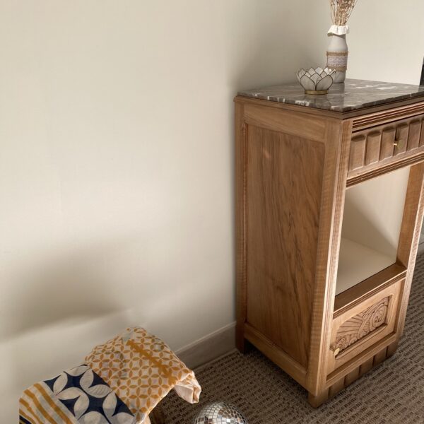 Meuble d'appoint / Chevet Art déco rénové, plateau marbre – Image 5