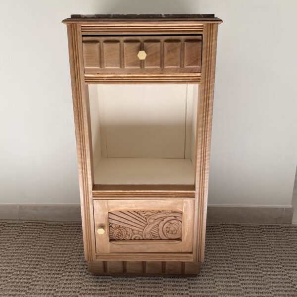 Meuble d'appoint / Chevet Art déco rénové, plateau marbre – Image 18